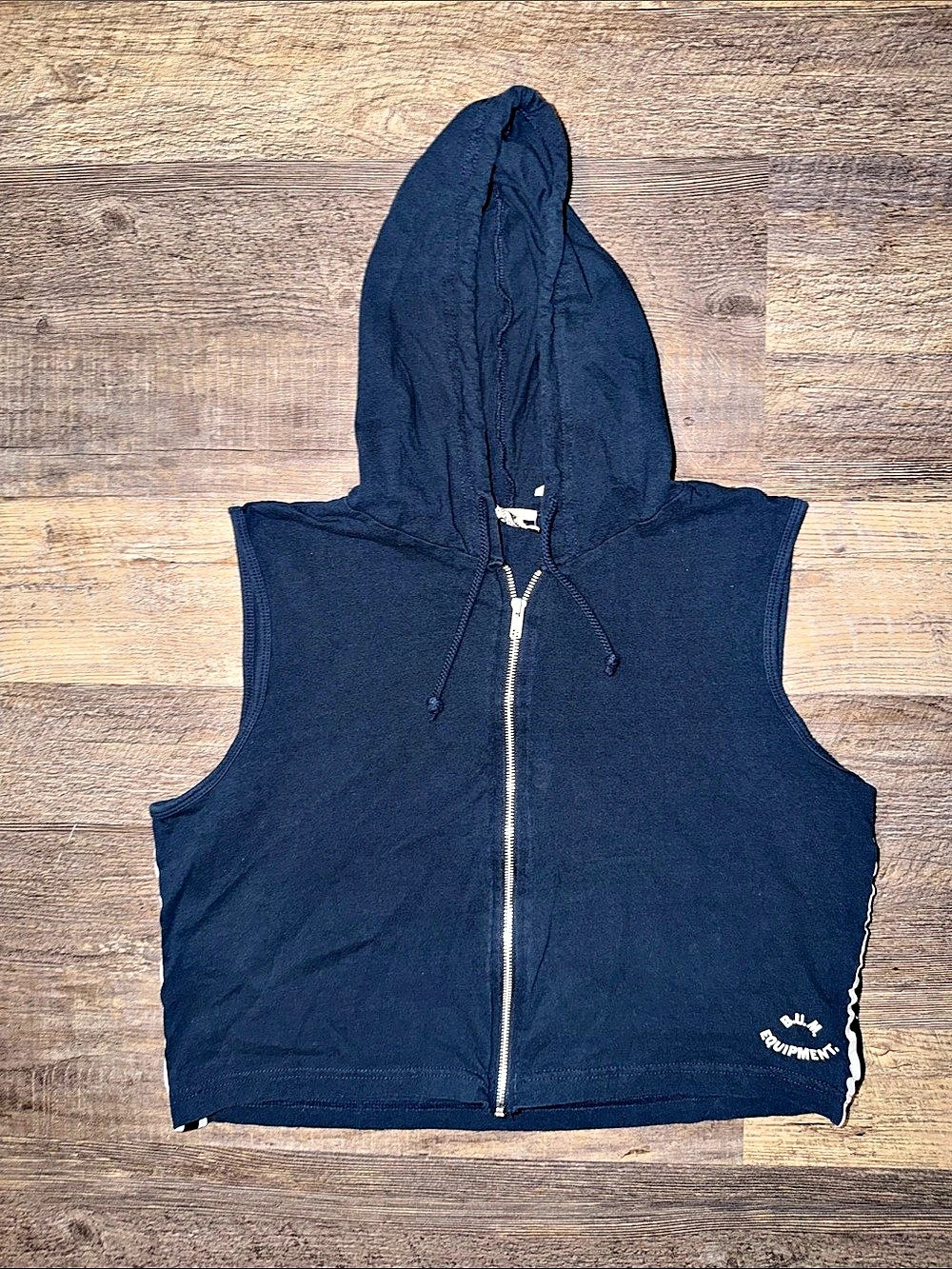 B.U.M. Equipment women's cropped Hooded Zip Vest Blue XL
